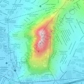 Chiquihuiteの地形図、標高、地勢
