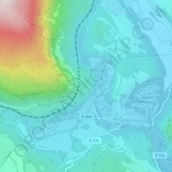 Pierre Fortの地形図、標高、地勢