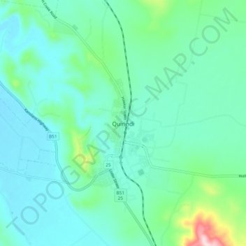 Quirindiの地形図、標高、地勢