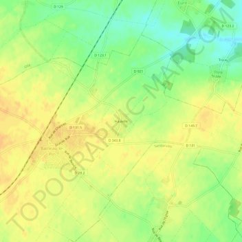 Hauvilleの地形図、標高、地勢