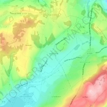 Saint-Pierreの地形図、標高、地勢