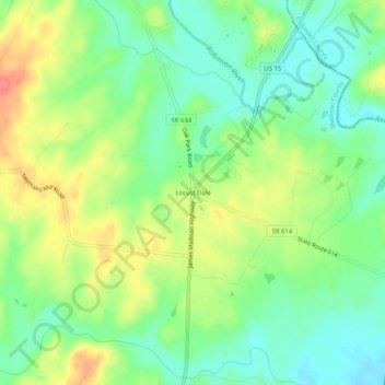 Locust Daleの地形図、標高、地勢