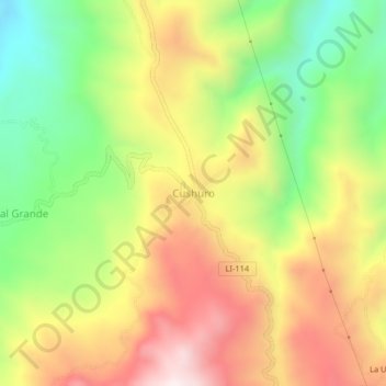 Cushuroの地形図、標高、地勢