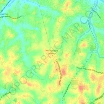 Welipillewa Junctionの地形図、標高、地勢