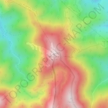 Massaneの地形図、標高、地勢