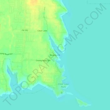 Beverly Hillの地形図、標高、地勢