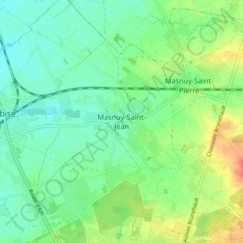 Masnuy-Saint-Jeanの地形図、標高、地勢