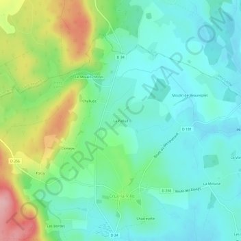 La Palludの地形図、標高、地勢