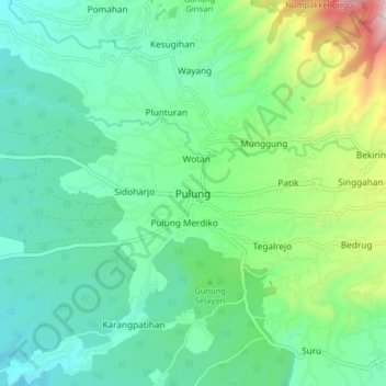 Pulungの地形図、標高、地勢