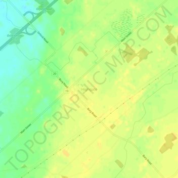 Highgateの地形図、標高、地勢