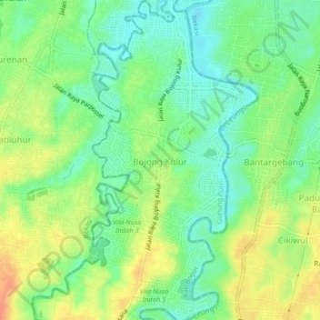 Bojong Kulurの地形図、標高、地勢
