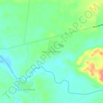 Agustín Melgarの地形図、標高、地勢