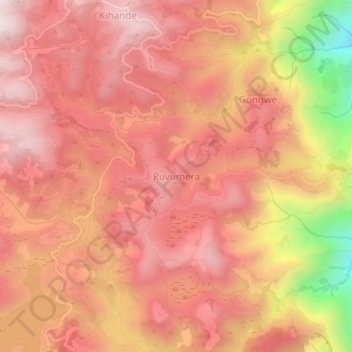 Ruvumeraの地形図、標高、地勢