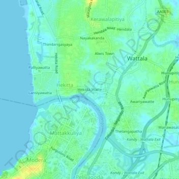 Hekitta Watteの地形図、標高、地勢