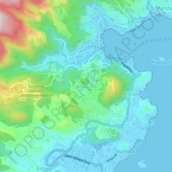 Ardipuraの地形図、標高、地勢