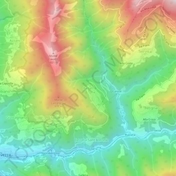Basatiの地形図、標高、地勢