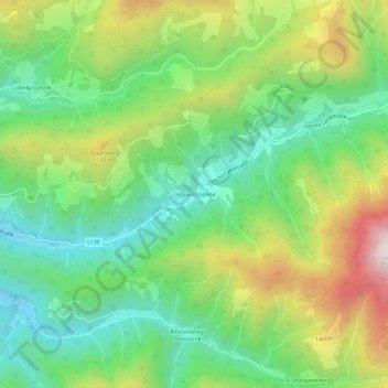 Leppenの地形図、標高、地勢
