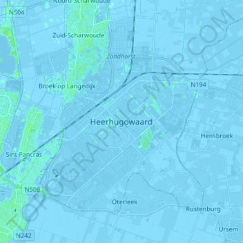 Heerhugowaardの地形図、標高、地勢