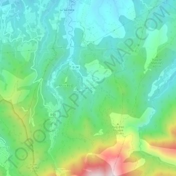 Villerachの地形図、標高、地勢