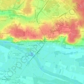 Les Bas de Sainte-Radegondeの地形図、標高、地勢