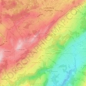 Riedの地形図、標高、地勢