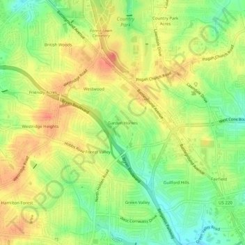 Garden Homesの地形図、標高、地勢