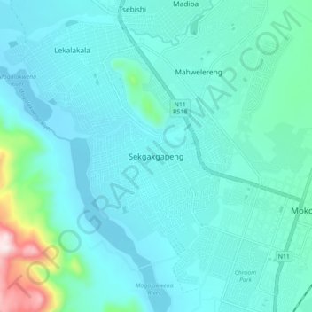 Sekgakgapengの地形図、標高、地勢