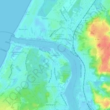 Le Lazaretの地形図、標高、地勢