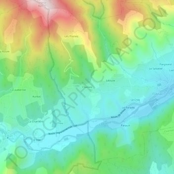 Chaméeの地形図、標高、地勢