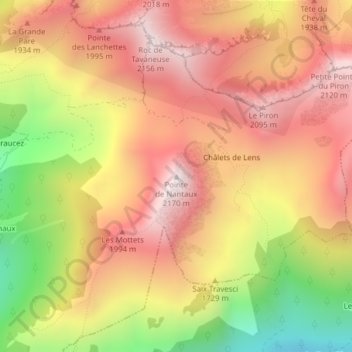 Pointe de Nantauxの地形図、標高、地勢