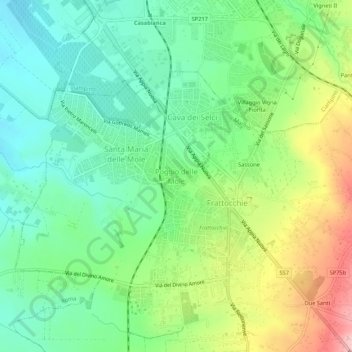 Poggio delle Moleの地形図、標高、地勢