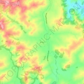 Te Āraiの地形図、標高、地勢