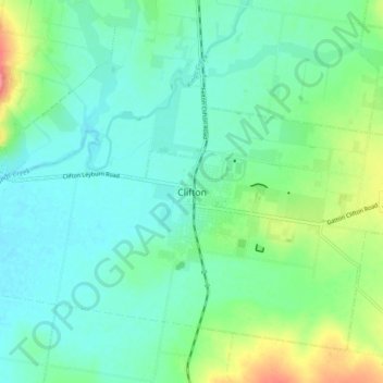 Cliftonの地形図、標高、地勢