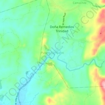 Pulong Sampalocの地形図、標高、地勢