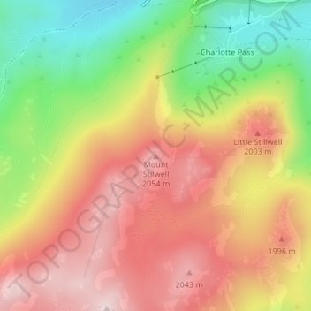 Mount Stilwellの地形図、標高、地勢