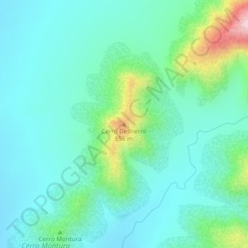 Cerro Destierroの地形図、標高、地勢