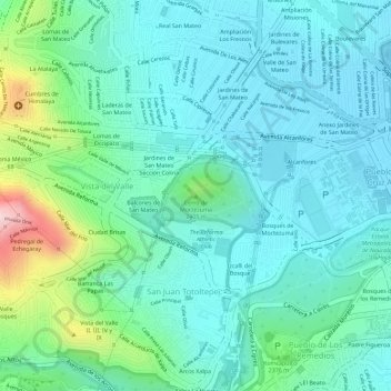 Cerro de Moctezumaの地形図、標高、地勢