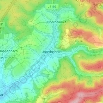 Unterheinrietの地形図、標高、地勢