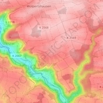 Reinsbergの地形図、標高、地勢
