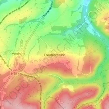 Froidfontaineの地形図、標高、地勢