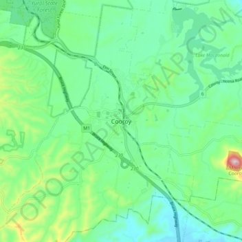 Cooroyの地形図、標高、地勢