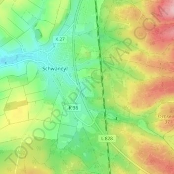 Siedlung Forstの地形図、標高、地勢