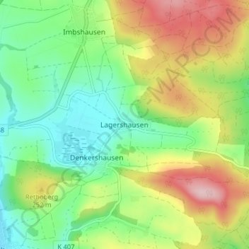 Lagershausenの地形図、標高、地勢