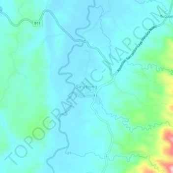 Sinobongの地形図、標高、地勢