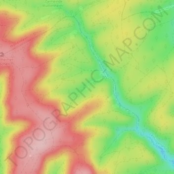 Isenach Ursprungの地形図、標高、地勢