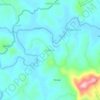 Koduruの地形図、標高、地勢