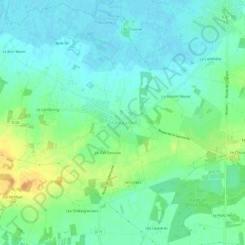 Châteauneufの地形図、標高、地勢