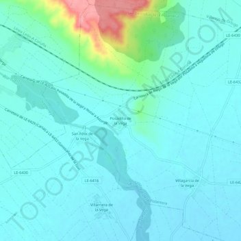 Posadilla de la Vegaの地形図、標高、地勢