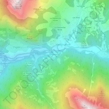 Méolansの地形図、標高、地勢