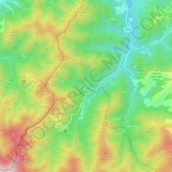 Scarzanaの地形図、標高、地勢